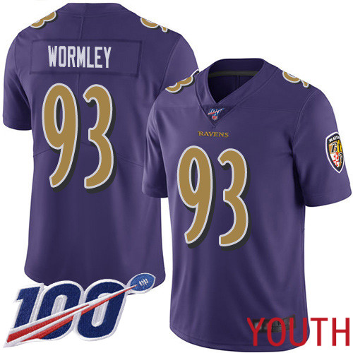 Baltimore Ravens Limited Purple Youth Chris Wormley Jersey NFL Football #93 100th Season Rush Vapor Untouchable